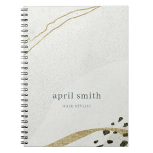 Carnet Chic Abstrait d'ivoire d'or noir Gris pierre textu