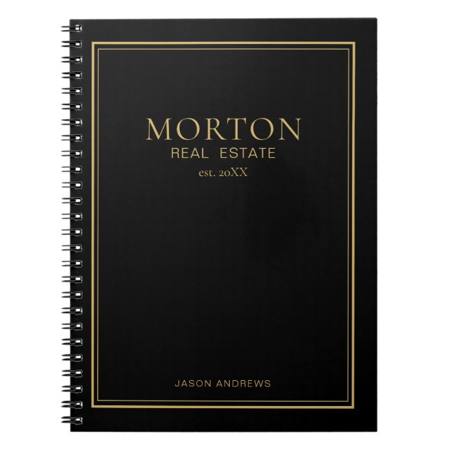 Carnet Chic Black Gold Real Estate Notebook (Devant)