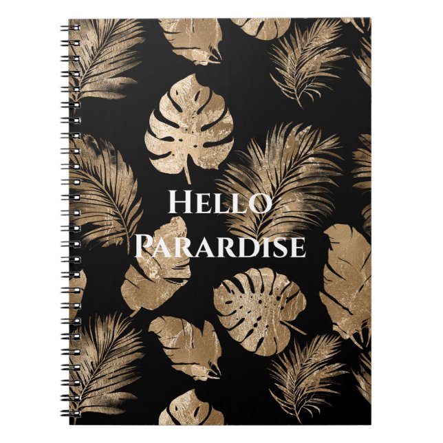 Carnet Chic Black Gold Tropical Feuilles (Devant)