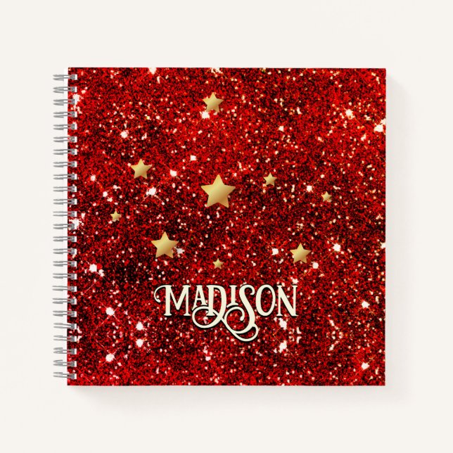 Carnet Chic blanc rouge noir parties scintillant monogram (Devant)