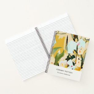 Carnet Chic Boho Coloré Ocre Jaune Peint Floral