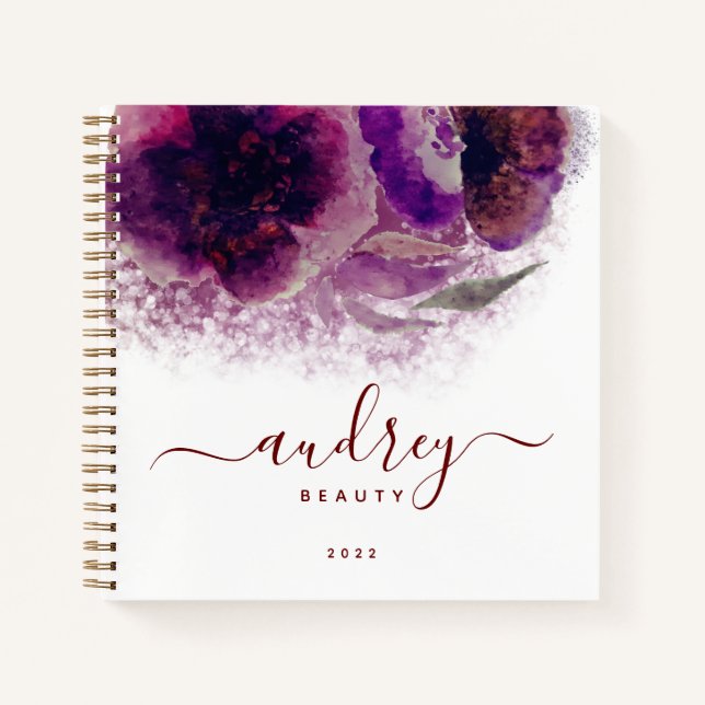 Carnet Chic Burgundy Signature Florale Monogramme (Devant)