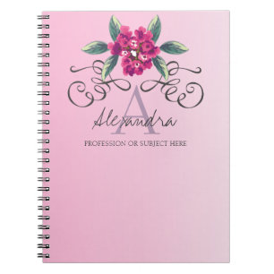 Carnet Chic Elegant Rose Floral Monogramme