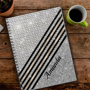 Carnet Chic faux cristal et parties scintillant argent Pe