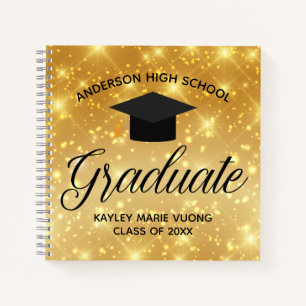 Carnet Chic Gold Sparkle Graduation Autograph Invité