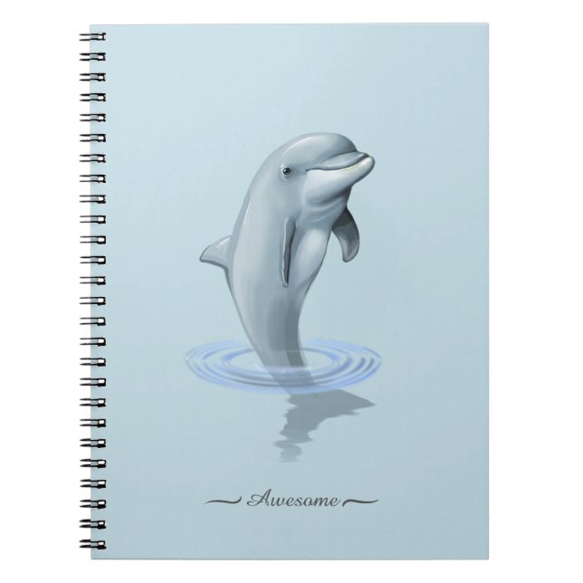 Carnet Chic moderne Dolphin & Script sur bleu clair photo (Devant)