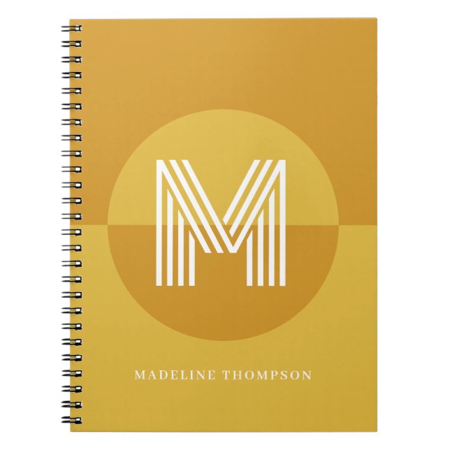 Carnet Chic moutarde jaune géométrique Monogramme moderne (Devant)