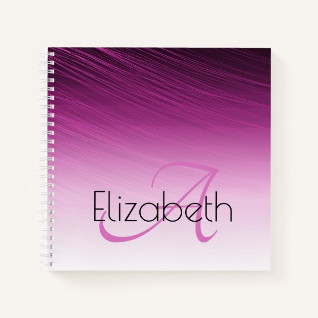 Carnet Chic Nom Personnalisé Monogramme Purple Ombre Stre (Devant)