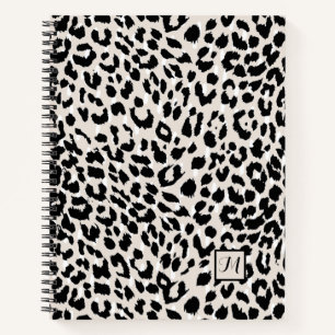 Carnet Chic Poster de animal naturel et noir avec Monogra