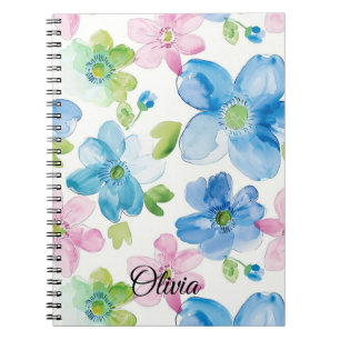 Carnet Chic rose bleu bleu floral