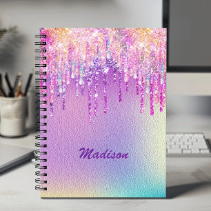 Carnet Chic rose rose unicorne parties scintillant goutte