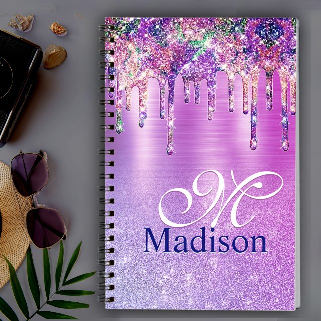 Carnet Chic rose violet ombre parties scintillant gouttes (Créateur téléchargé)