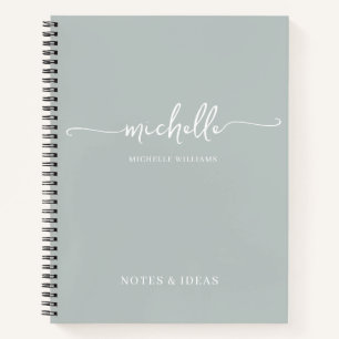 Carnet Chic Sage Green Monogramme Nom Signature