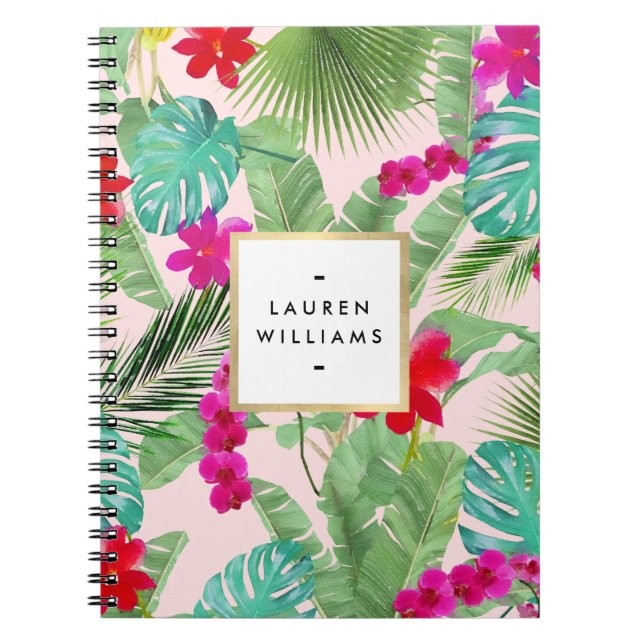 Carnet Chic Tropical Print Aquarelle rose (Devant)