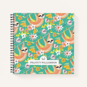 Carnet Chic Vibes Topique Jungle Sloth & Floral Pattern