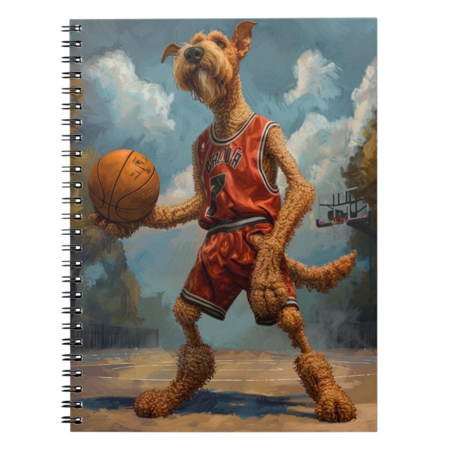 Carnet Chien Airedale jouant au basket-ball (Devant)