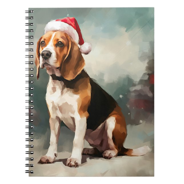 Carnet Chien Beagle dans la neige de Noël (Devant)