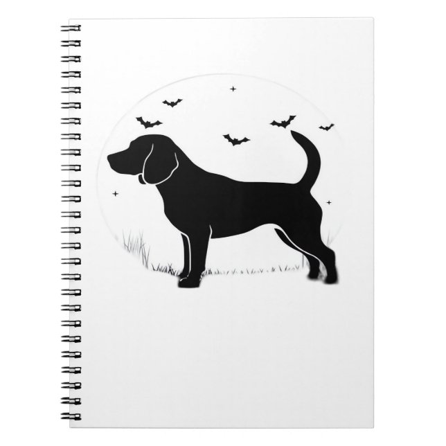Carnet Chien beagle - Silhouette de lune d'Halloween surd (Devant)