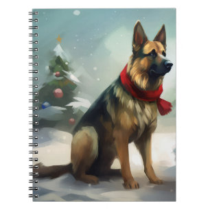 Carnet Chien berger allemand en Noël de neige
