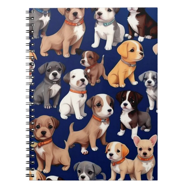 Carnet Chien Chien Chien bleu de la marine Design Motif (Devant)