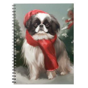 Carnet Chien chinois japonais à Noël de neige