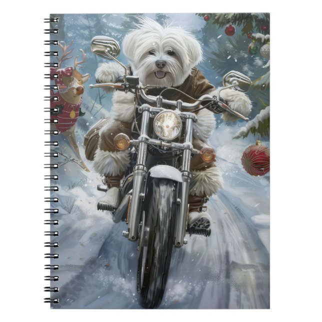 Carnet Chien Coton De Tulear à moto Noël  (Devant)
