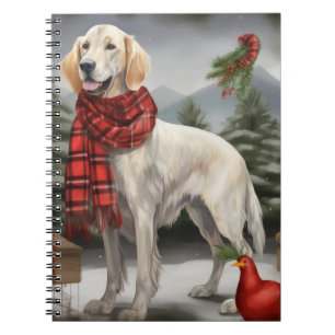 Carnet Chien de coin anglais en Noël de neige