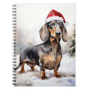 Carnet Chien de Dachshund à Noël de neige