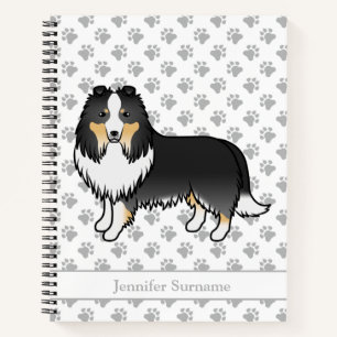 Carnet Chien de dessin animé Shetland Sheepdog tricolore
