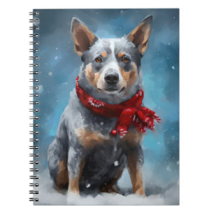Carnet Chien de Heeler Bleu à Noël de neige
