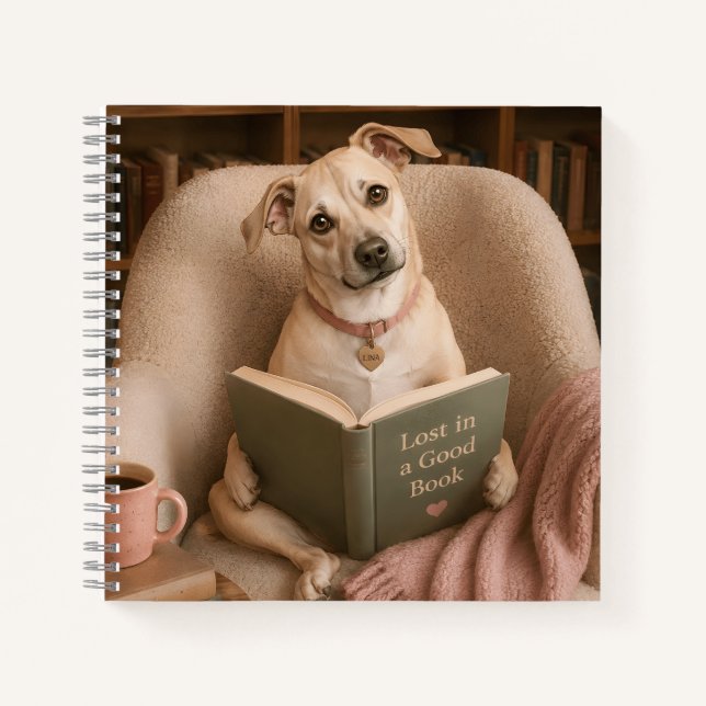 Carnet Chien de lecture mignon Illustration de bibliothèq (Devant)