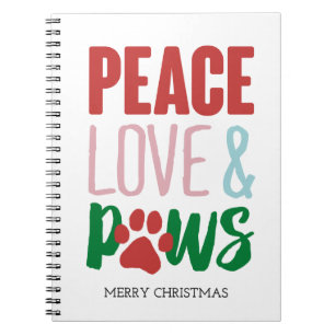 Carnet Chien de Noël Puns Chiens de Père Noël Paix Amour 