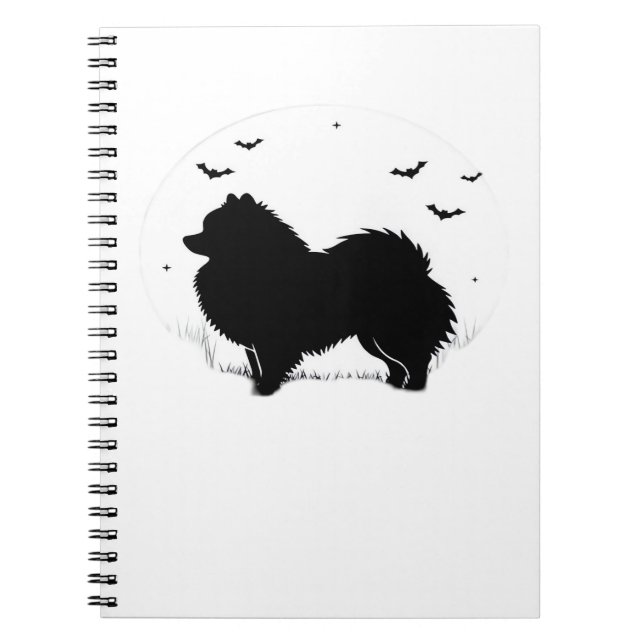 Carnet Chien de Poméranie - Halloween Lune Silhouette Cla (Devant)