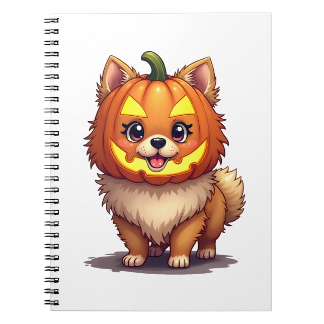 Carnet Chien de Poméranie, Masque citrouille (Devant)