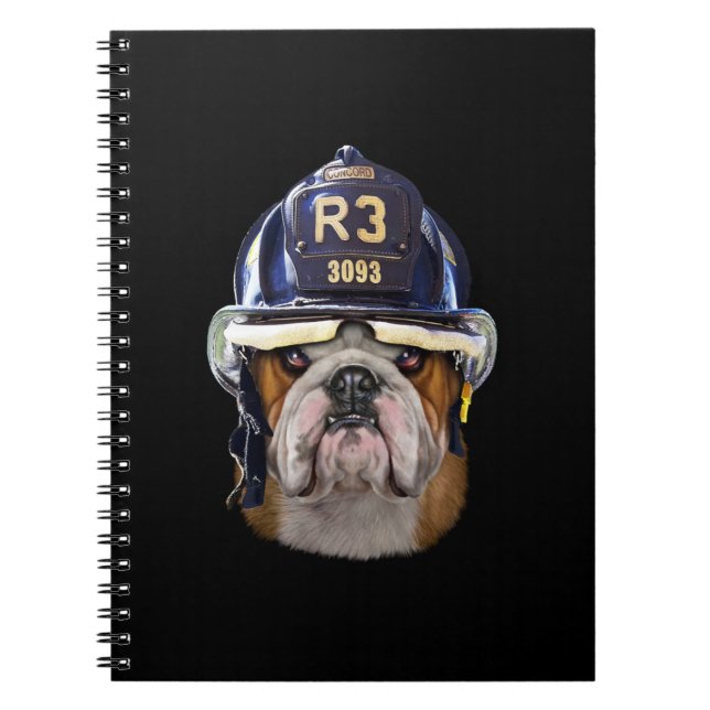Carnet Chien de taureau anglais grognon portant un casque (Devant)