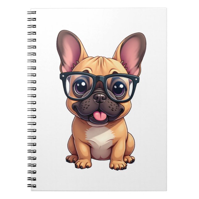 Carnet Chien de taureau français portant des lunettes (Devant)