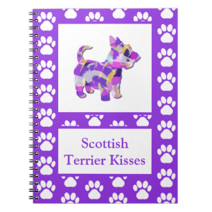 Carnet Chien de Terrier écossais Silhouette Paw Purple PY