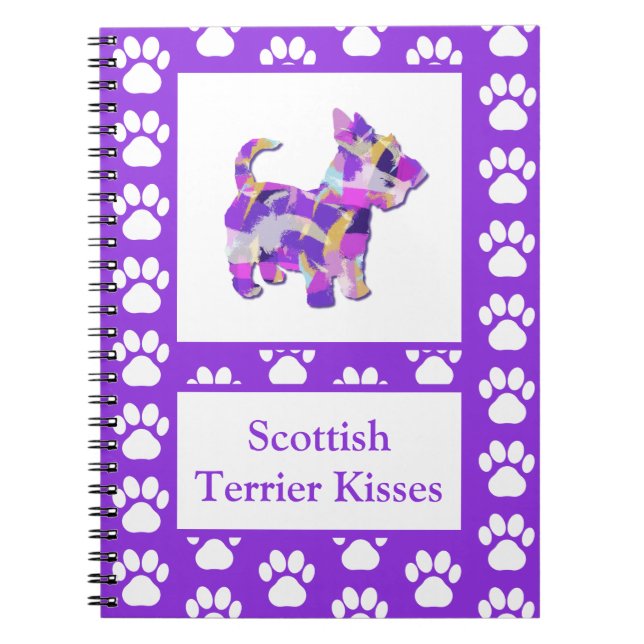 Carnet Chien de Terrier écossais Silhouette Paw Purple PY (Devant)