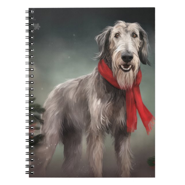Carnet Chien de Wolfhound à Noël de neige (Devant)