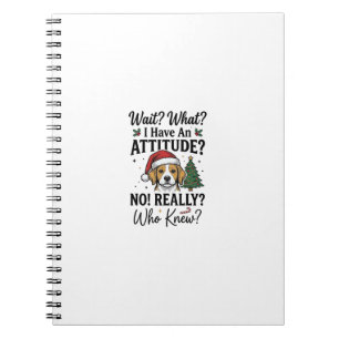Carnet Chien drôle de Noël Attitude Gravure vintage Shi