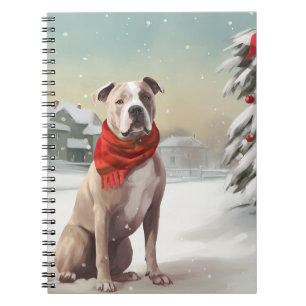 Carnet Chien du Staffordshire américain à Noël de neige