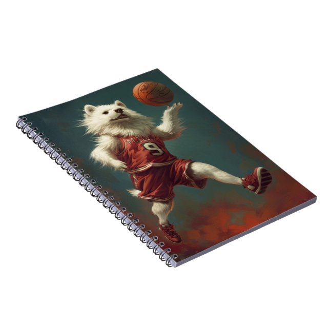 Carnet Chien Eskimo Américain Jouant Au Basket (Côté Droit)