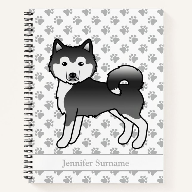 Carnet Chien Malamute Noir Et Blanc De L'Alaska Et Texte  (Devant)