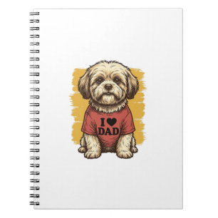 Carnet Chien Mignon J'Aime Papa Gravure Vintage Vector De