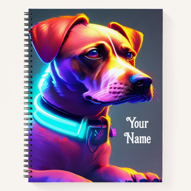 Carnet Chien moderne couleur néon (Devant)