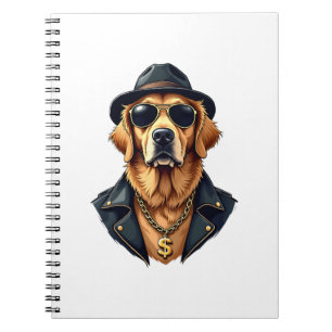 Carnet Chien Retriever Doré Vintage Cool en Lunettes de S