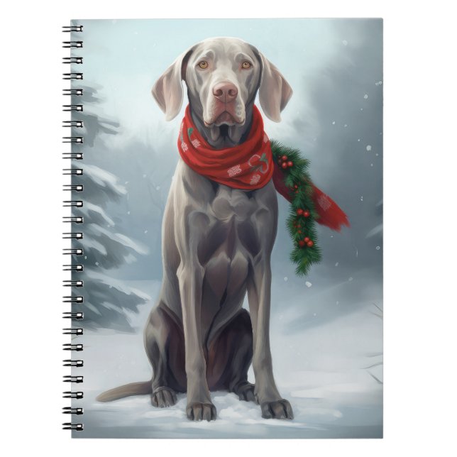 Carnet Chien Weimaraner à Noël de neige (Devant)