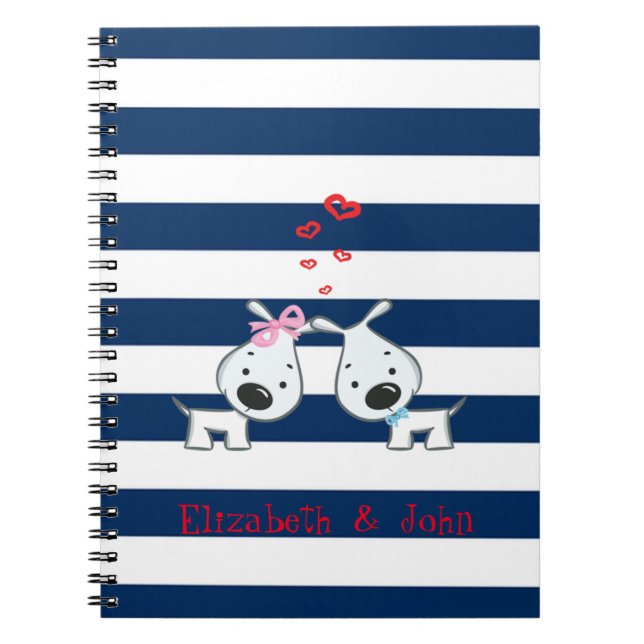 Carnet Chiens adorables en amour sur Striped-Personnalisé (Devant)