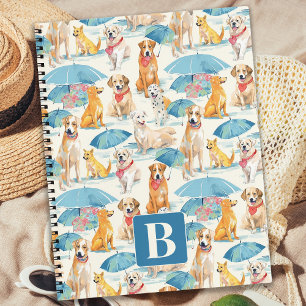 Carnet Chiens d'été Coloré Personnalisé Monogramme Motif