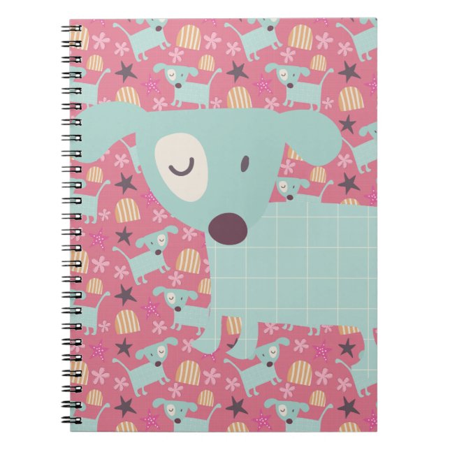 Carnet Chiens, étoiles et fleurs (Devant)